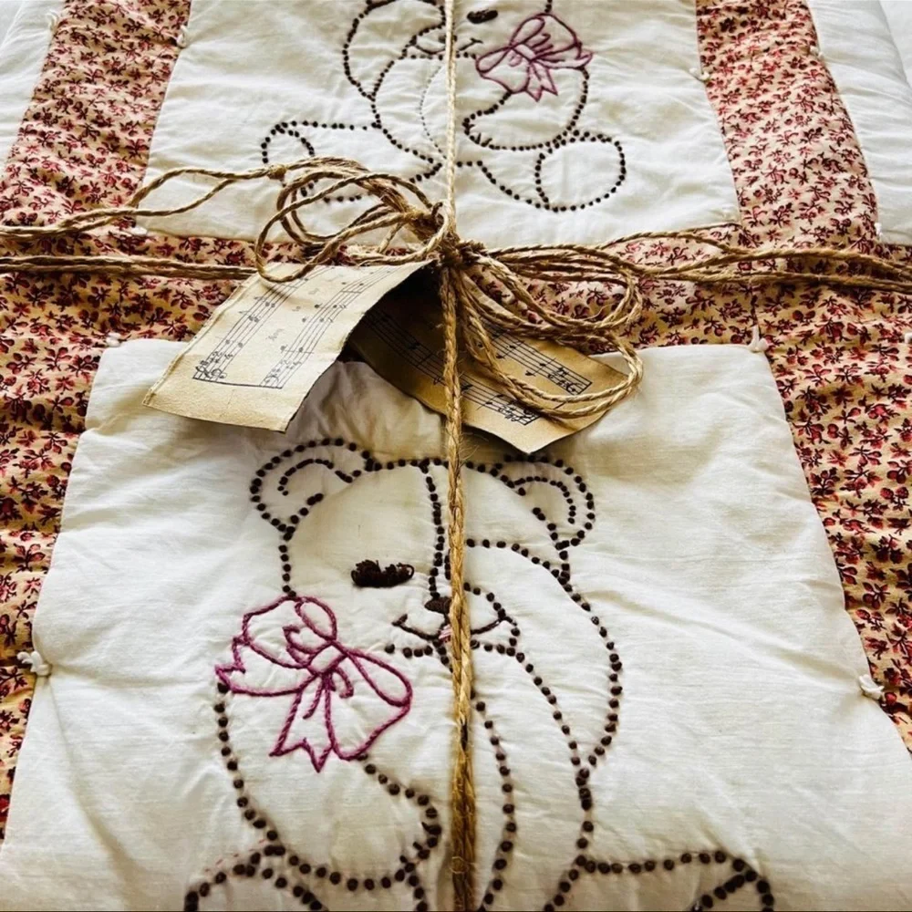 52”x40”Vintage Homemade Kids Quilt.